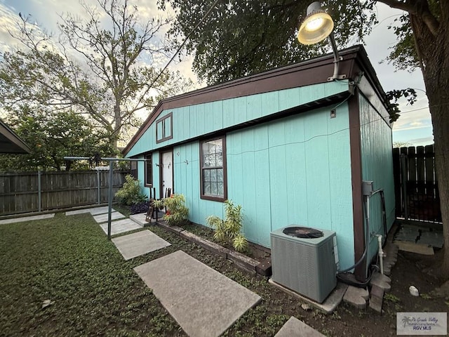 view of outbuilding with central AC unit