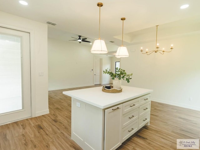 23100 Hidalgo Ave, Harlingen, TX 78552 - kitchen featuring open floor plan, light wood-type flooring, baseboards, a chandelier, and recessed lighting