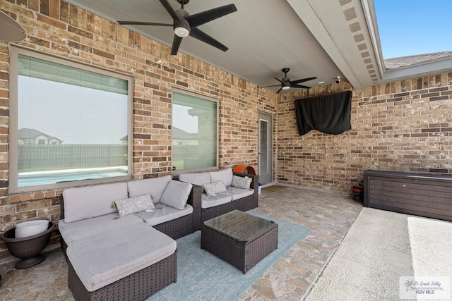 8710 Pink Flamingo St, Harlingen, TX 78552 - view of patio / terrace with a ceiling fan and an outdoor living space