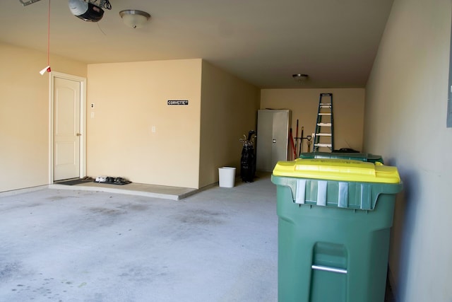 garage with a garage door opener