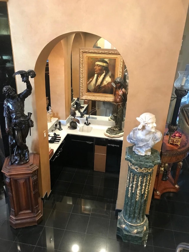 bathroom featuring tile patterned floors and vanity