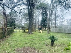 view of yard with a playground