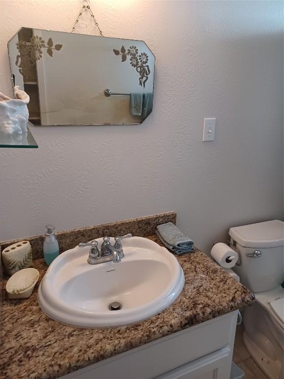 bathroom with toilet and vanity