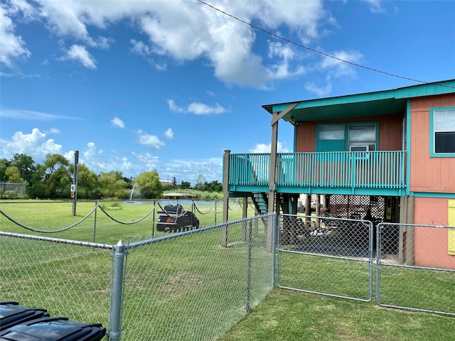 view of yard with a wooden deck