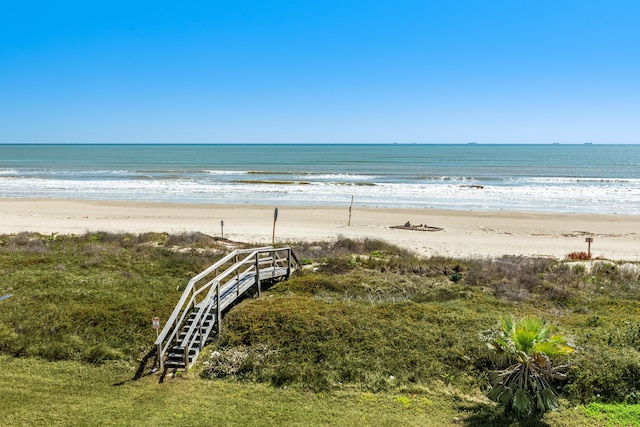 property view of water featuring a view of the beach