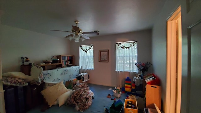 bedroom featuring ceiling fan