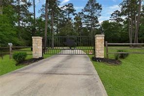 view of gate with a yard