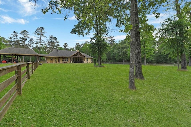 view of yard with a rural view and a gazebo