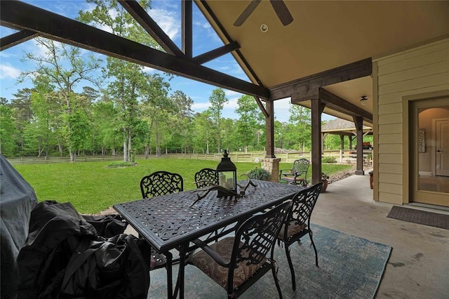 view of patio / terrace with ceiling fan