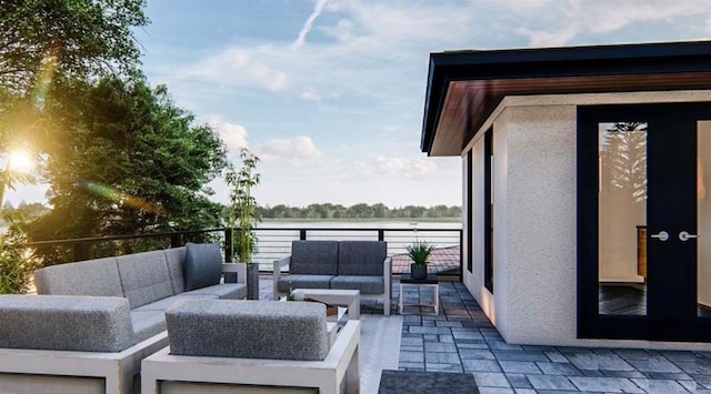 view of terrace with a balcony and an outdoor hangout area