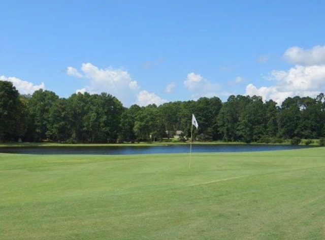 view of nearby features with a water view and a lawn