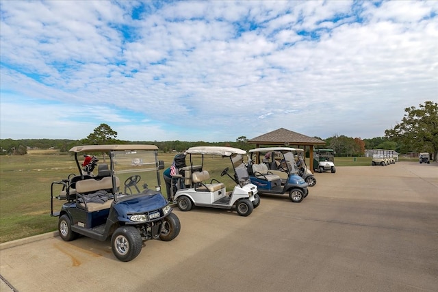 view of vehicle parking featuring a gazebo