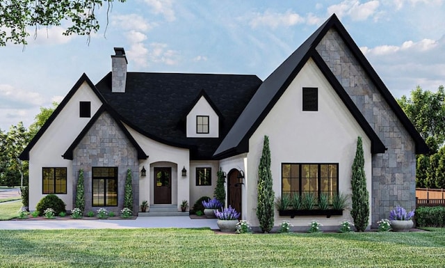 view of front of house featuring a front lawn