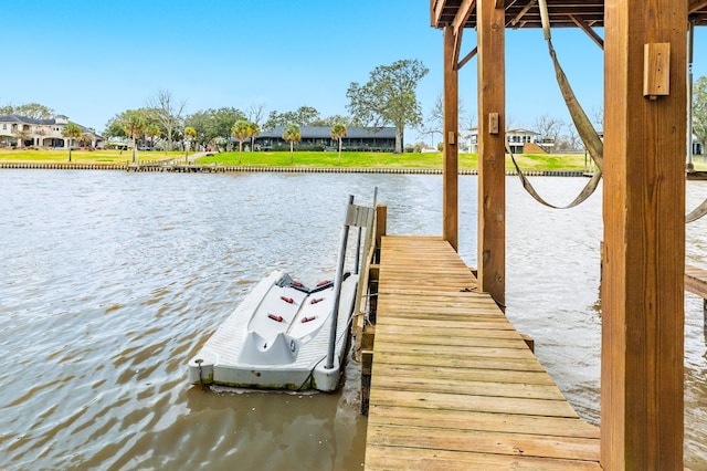 dock area featuring a water view