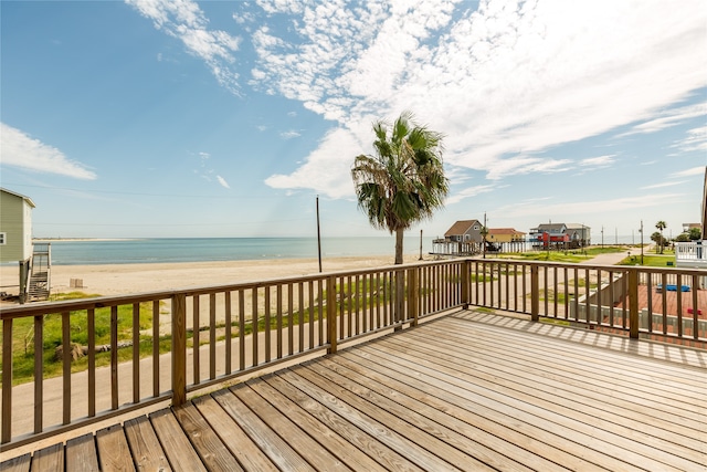 deck featuring a water view