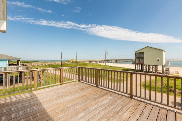 deck with a water view