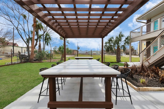 view of terrace with a pergola