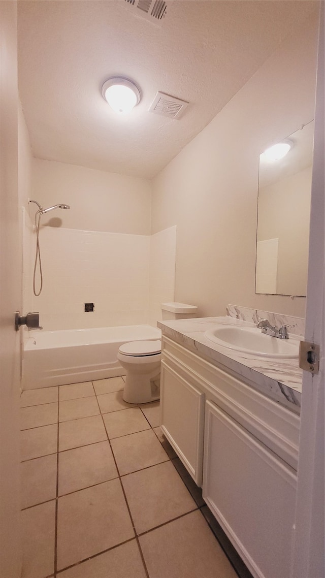 full bathroom with vanity, tile flooring, shower / bathing tub combination, and toilet