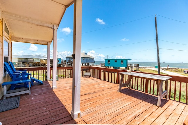 deck with a water view