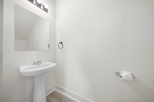 bathroom featuring wood-type flooring