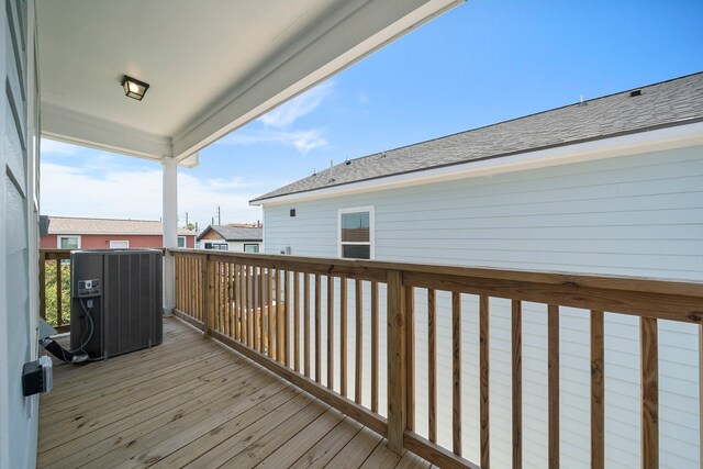 wooden terrace featuring central AC