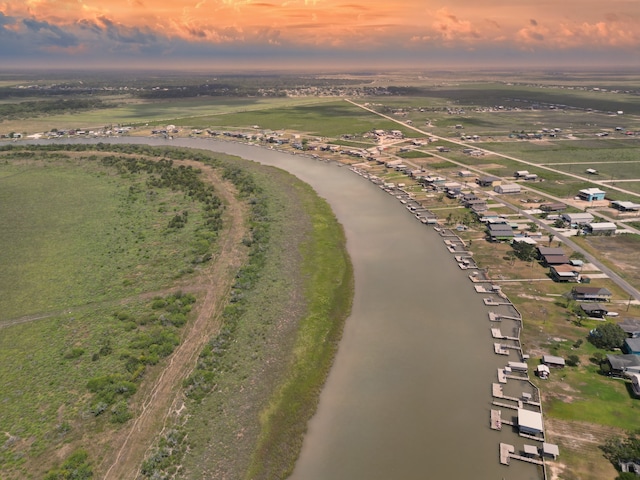 aerial view at dusk with a rural view