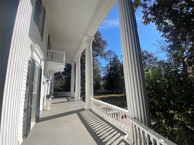 wooden deck with covered porch