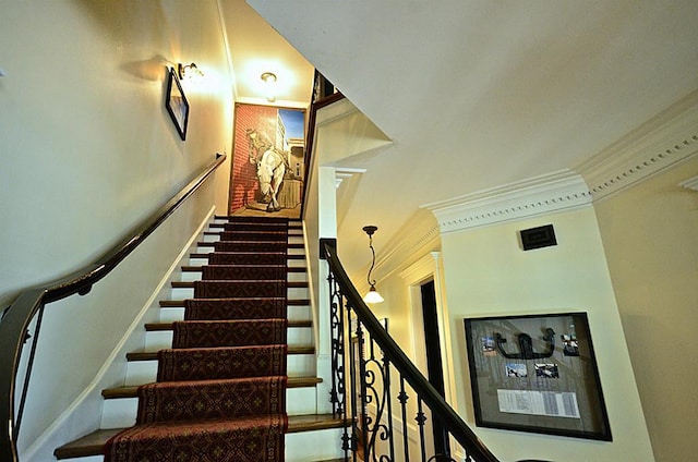 420 Heights Blvd, Houston, TX 77007 - staircase featuring ornamental molding