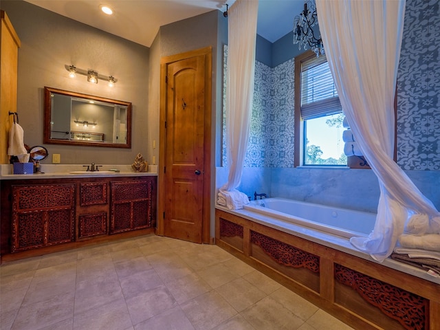 bathroom featuring a bathing tub and vanity