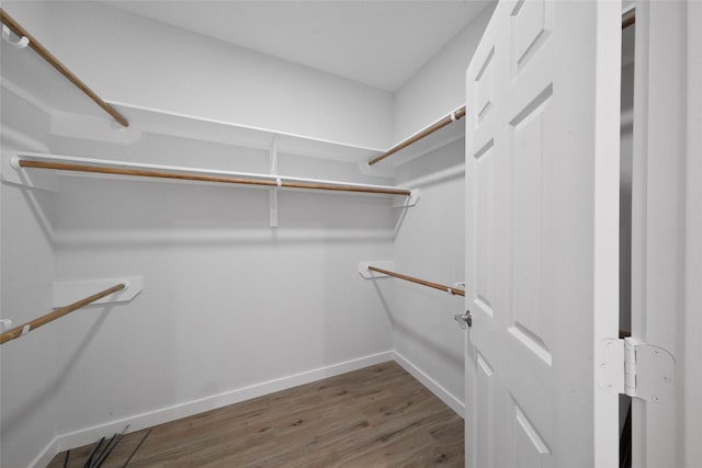 spacious closet with wood finished floors