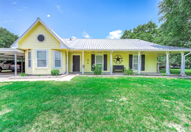 single story home with a carport and a front yard