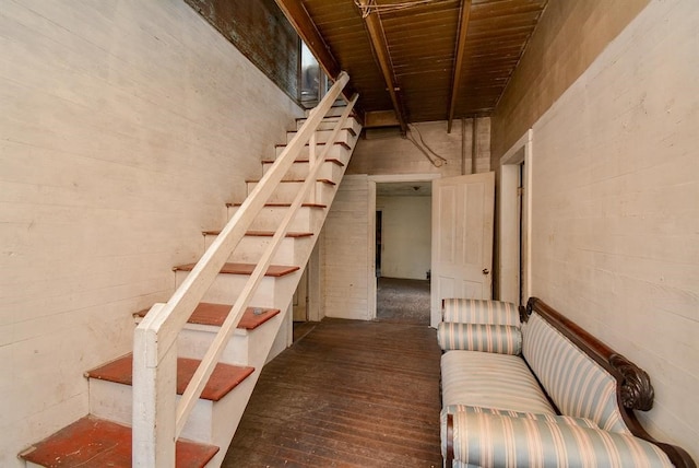 stairway with a high ceiling