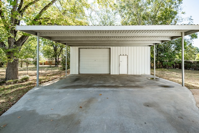 garage with a carport