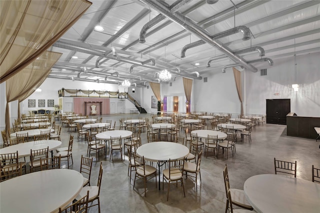 dining room with concrete flooring