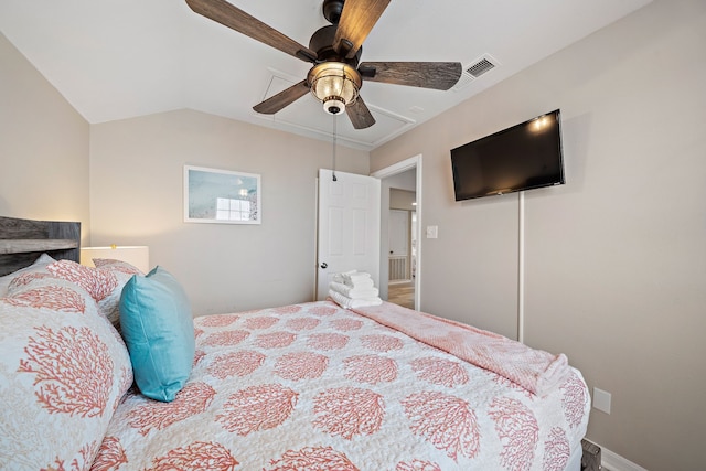 bedroom featuring ceiling fan and hardwood / wood-style floors