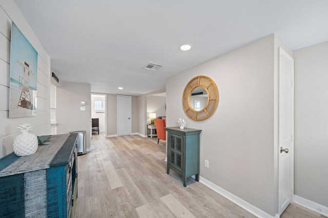 interior space with light hardwood / wood-style flooring