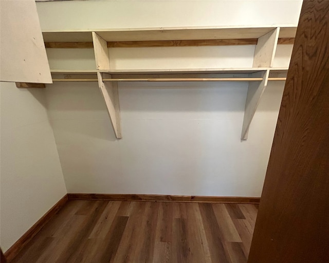 walk in closet featuring dark wood-type flooring