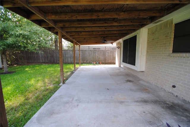 view of patio / terrace featuring ceiling fan