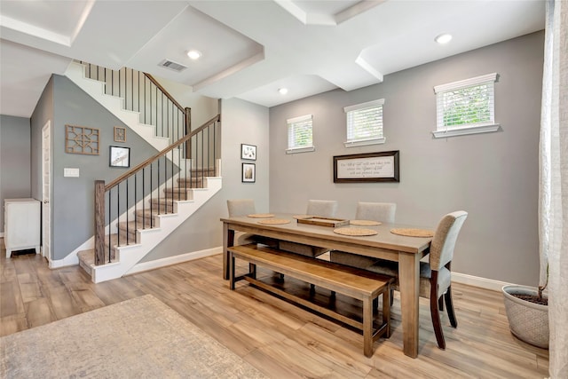 dining space featuring light hardwood / wood-style flooring