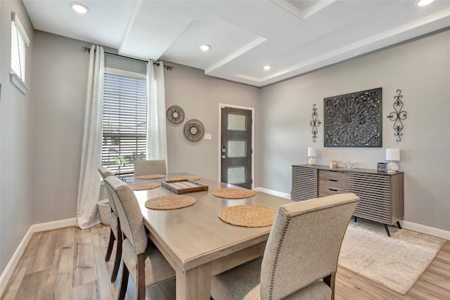 dining area with light wood-type flooring