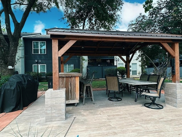 view of patio with a gazebo and grilling area