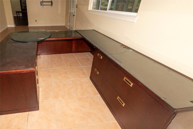 interior space with tile floors