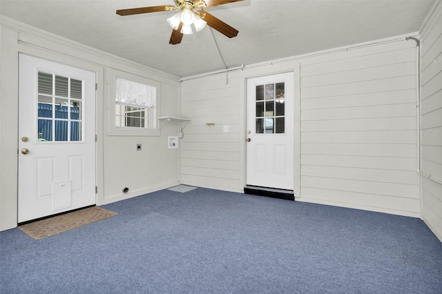 351 Trinity Dr, Trinity, TX 75862 - interior space with ceiling fan and wood walls