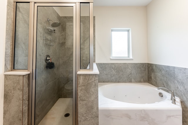 bathroom with plus walk in shower