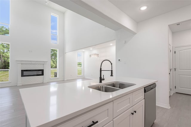 kitchen featuring sink, light hardwood / wood-style floors, and plenty of natural light