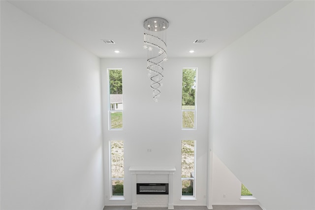 interior details with an inviting chandelier