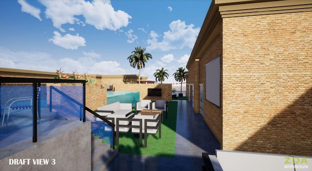 view of patio featuring an outdoor living space