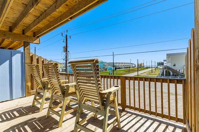 wooden balcony with a deck