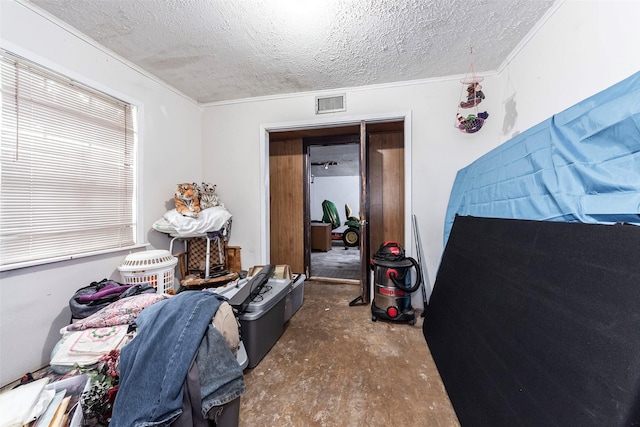 bedroom with a textured ceiling