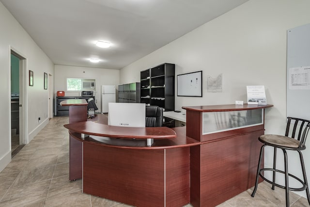 view of tiled home office